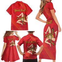 Personalized Bandiera della Sicilia Family Matching Short Sleeve Bodycon Dress and Hawaiian Shirt Sporty Style