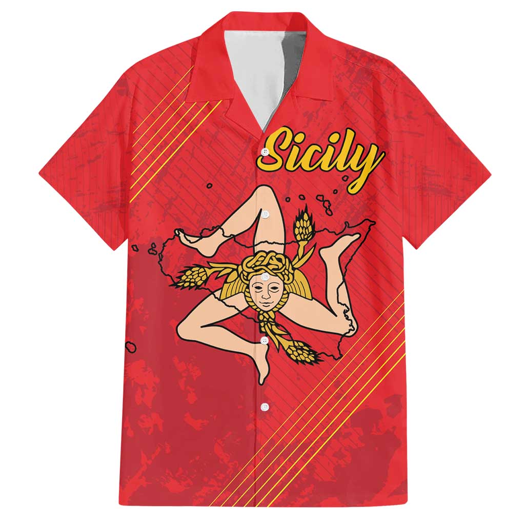 Personalized Bandiera della Sicilia Family Matching Short Sleeve Bodycon Dress and Hawaiian Shirt Sporty Style