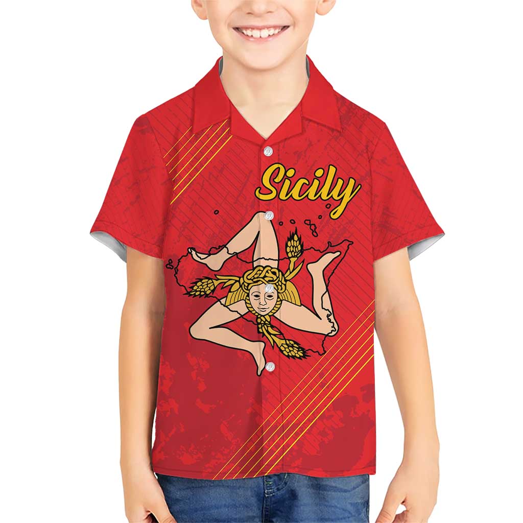 Personalized Bandiera della Sicilia Family Matching Short Sleeve Bodycon Dress and Hawaiian Shirt Sporty Style