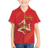 Personalized Bandiera della Sicilia Family Matching Short Sleeve Bodycon Dress and Hawaiian Shirt Sporty Style