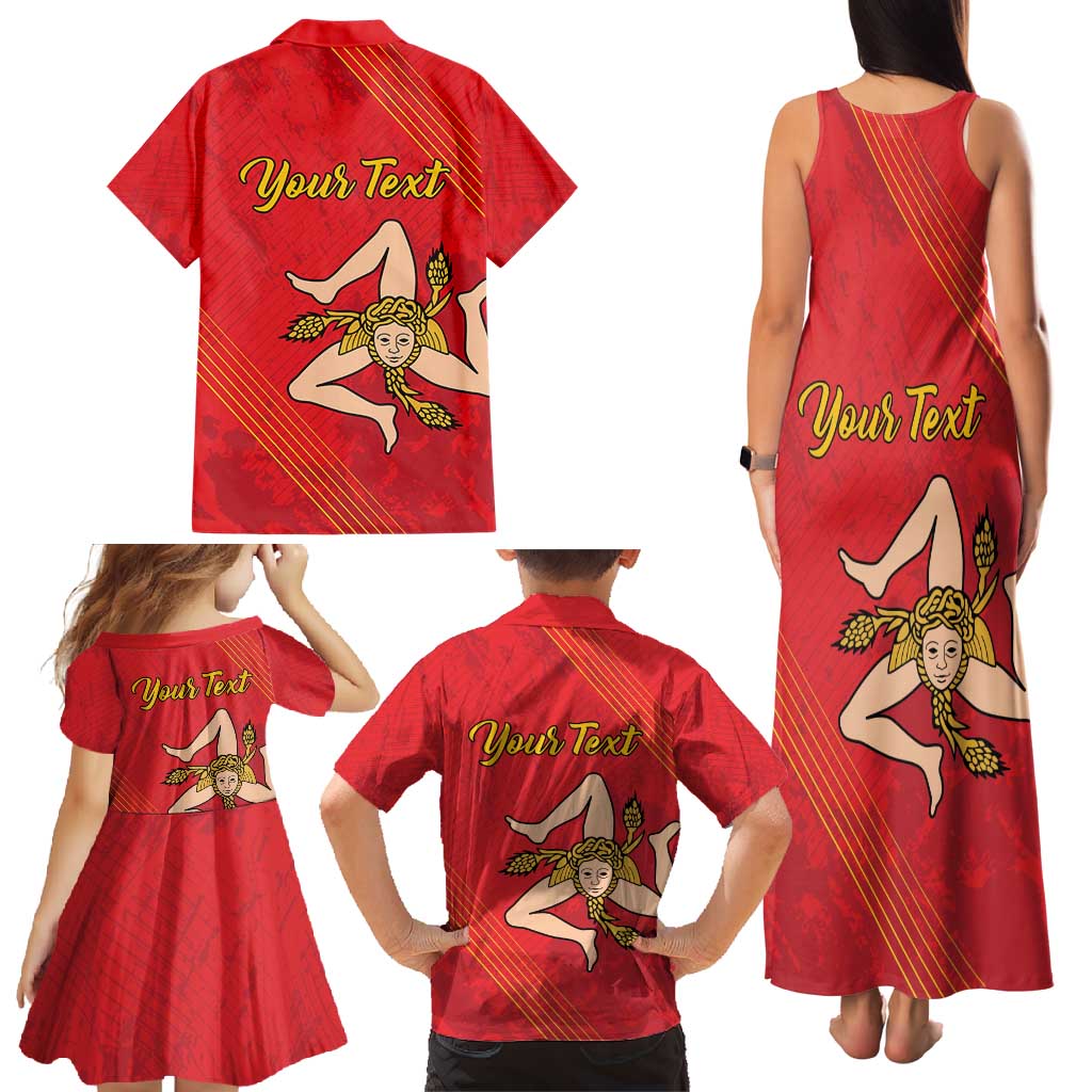 Personalized Bandiera della Sicilia Family Matching Tank Maxi Dress and Hawaiian Shirt Sporty Style