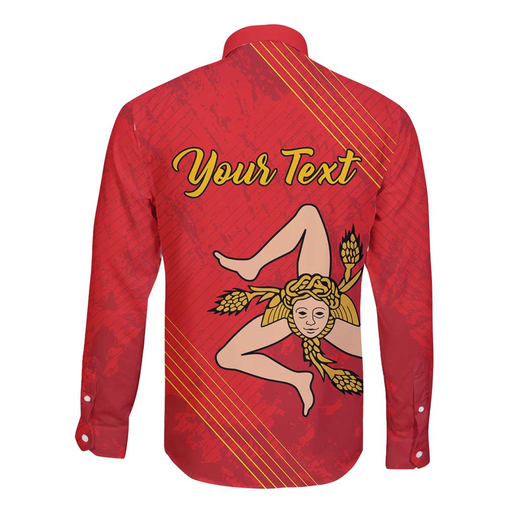 Personalized Bandiera della Sicilia Long Sleeve Button Shirt Sporty Style