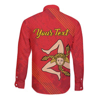 Personalized Bandiera della Sicilia Long Sleeve Button Shirt Sporty Style