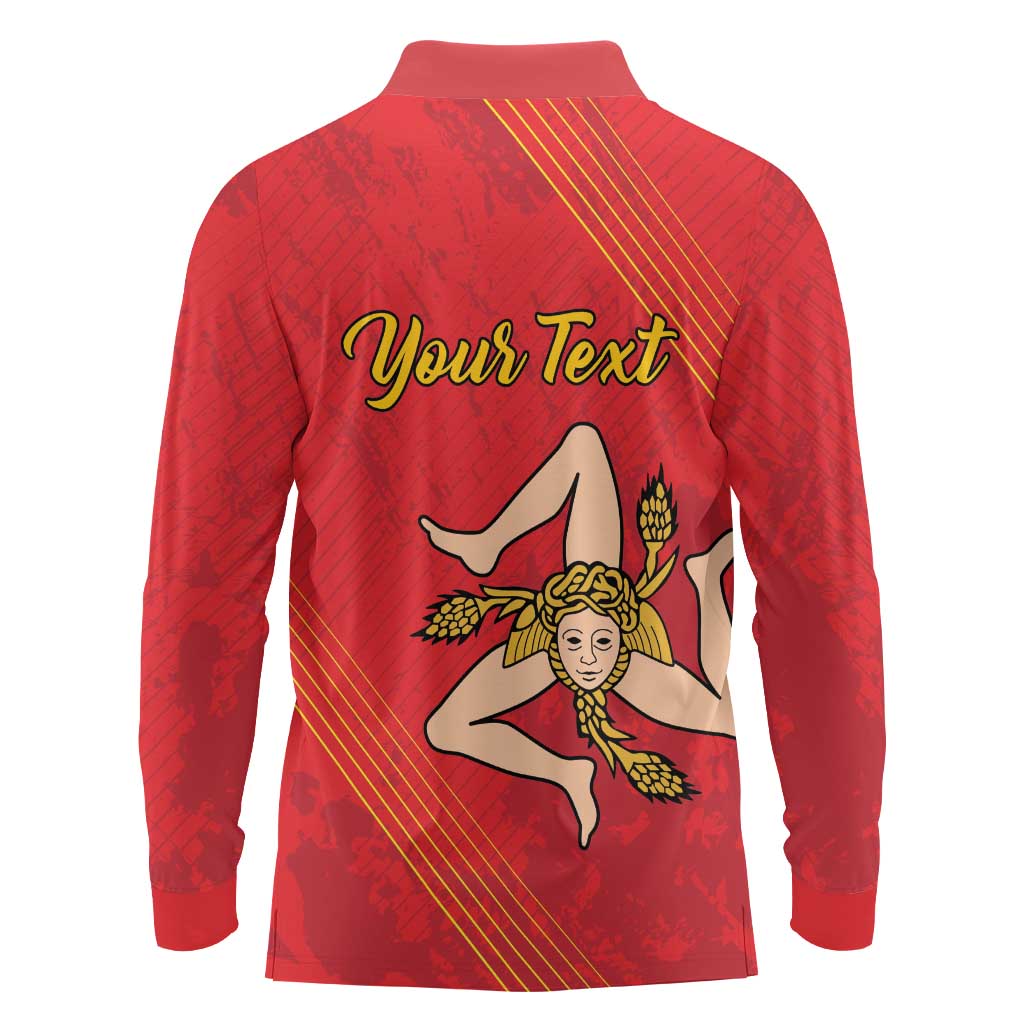 Personalized Bandiera della Sicilia Long Sleeve Polo Shirt Sporty Style
