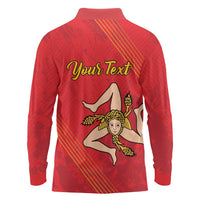 Personalized Bandiera della Sicilia Long Sleeve Polo Shirt Sporty Style
