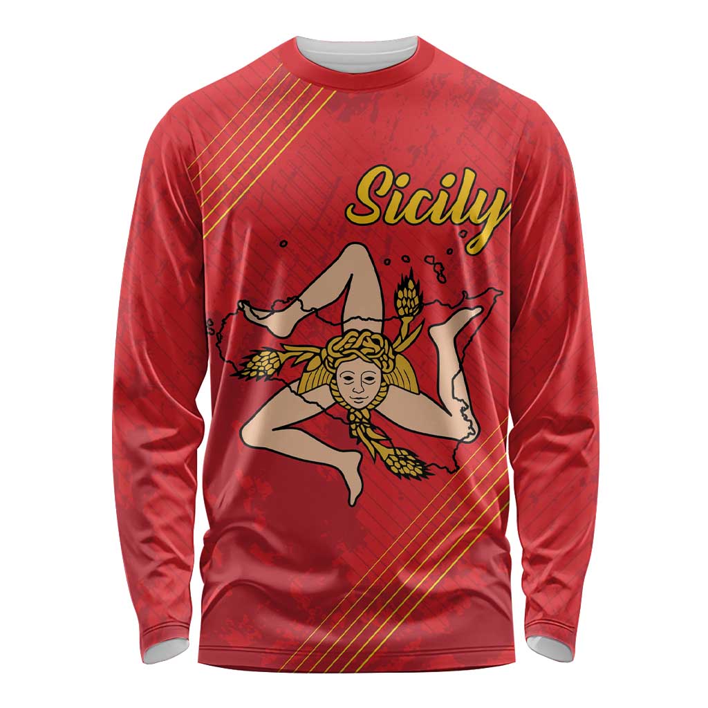 Personalized Bandiera della Sicilia Long Sleeve Shirt Sporty Style