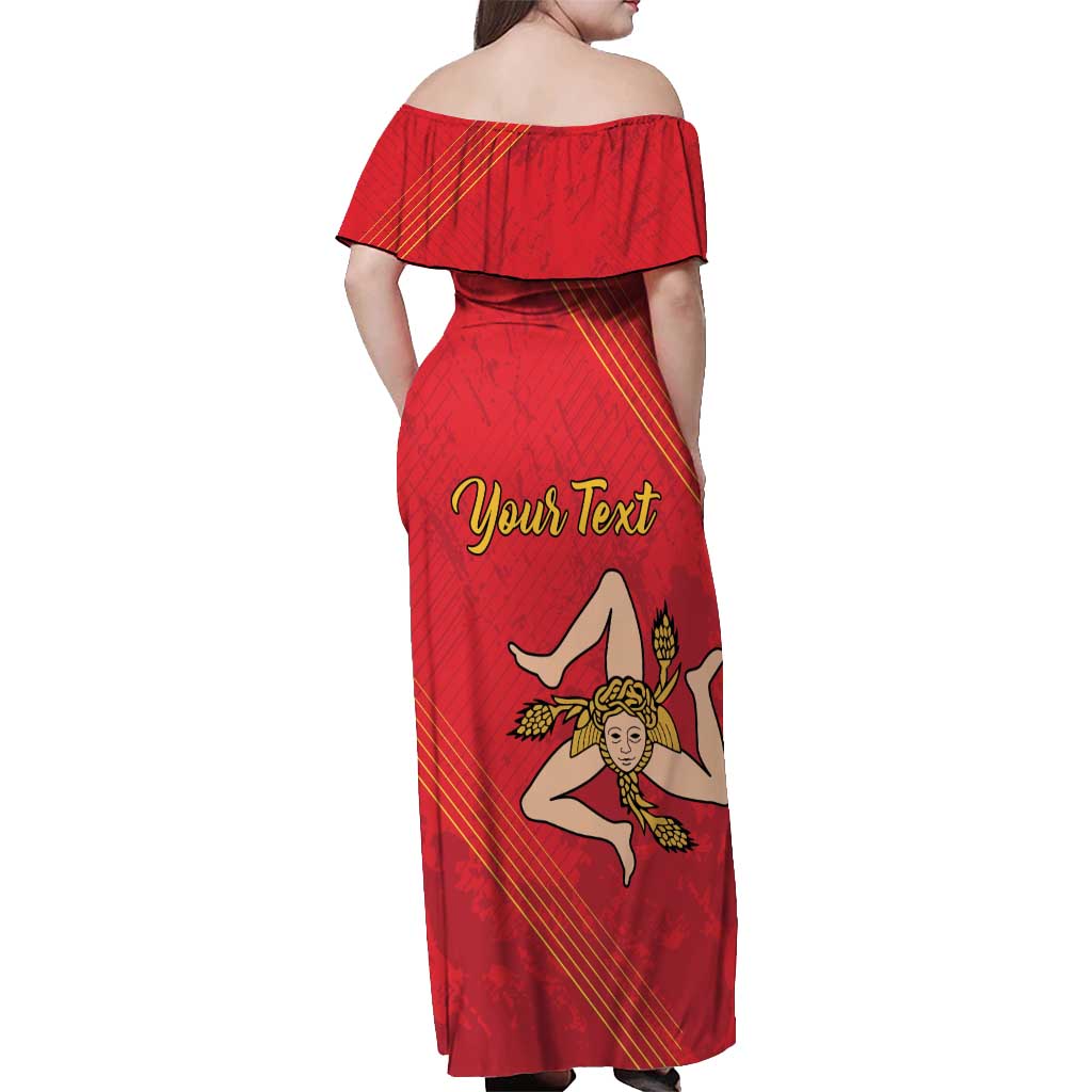 Personalized Bandiera della Sicilia Off Shoulder Maxi Dress Sporty Style
