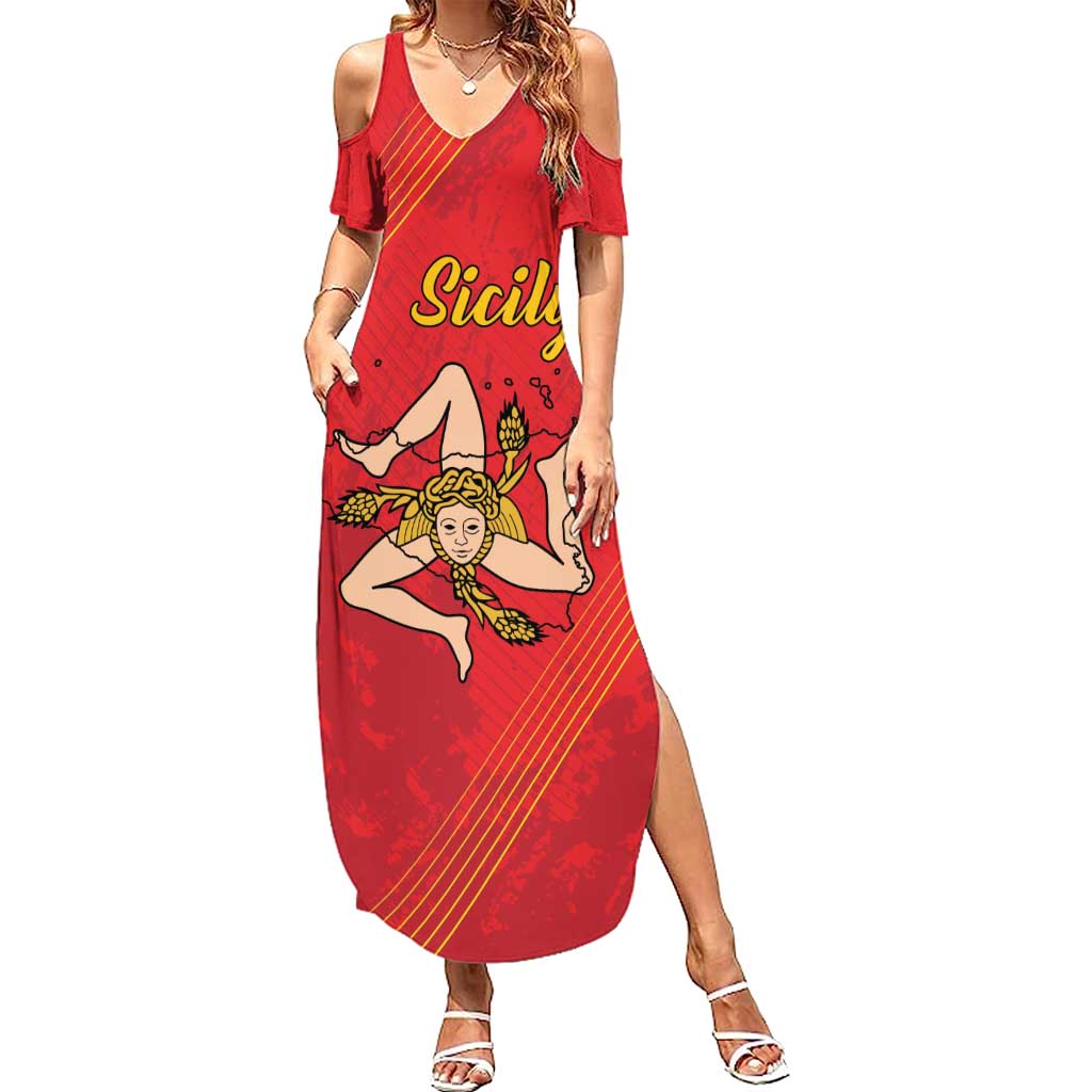 Personalized Bandiera della Sicilia Summer Maxi Dress Sporty Style