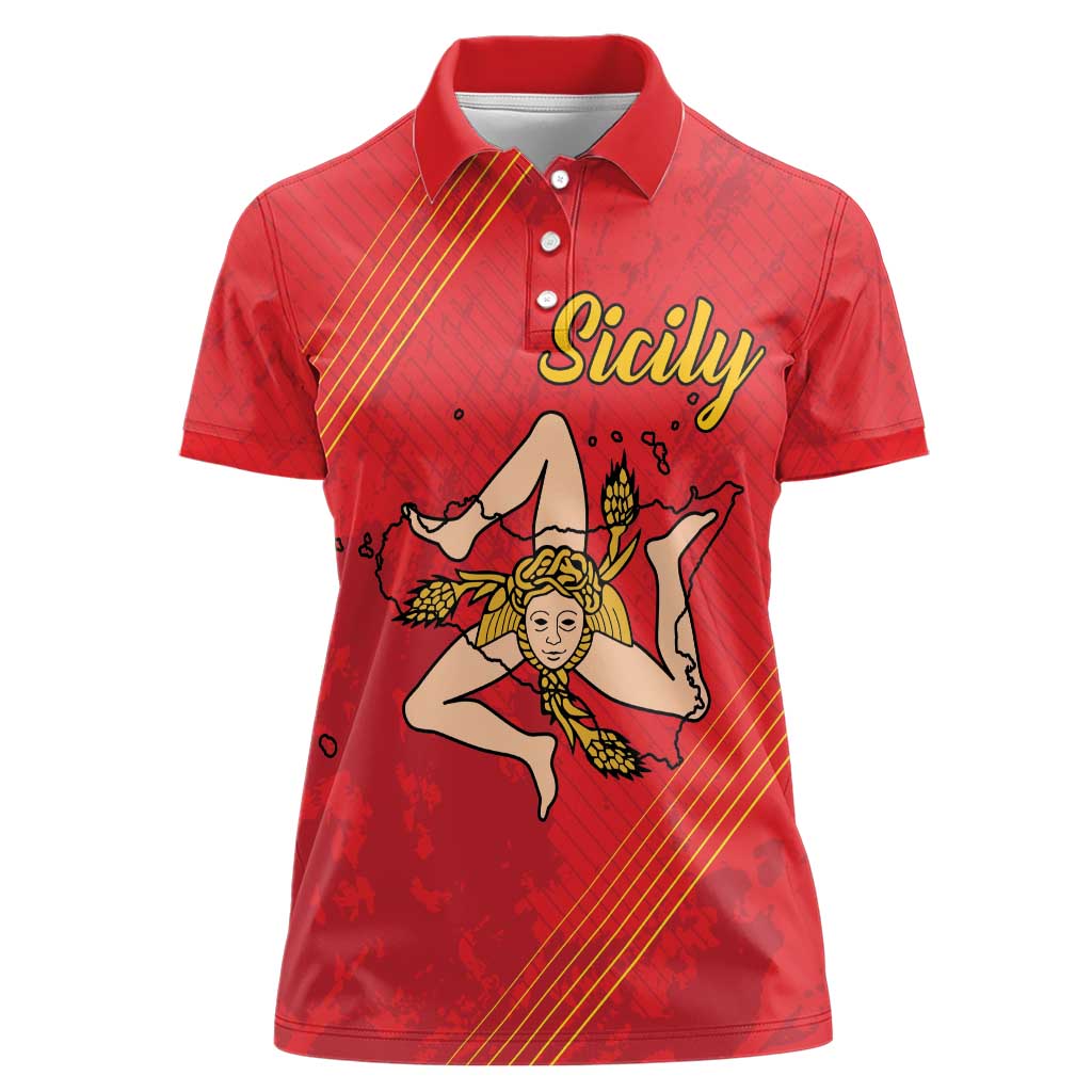 Personalized Bandiera della Sicilia Women Polo Shirt Sporty Style