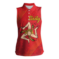 Personalized Bandiera della Sicilia Women Sleeveless Polo Shirt Sporty Style