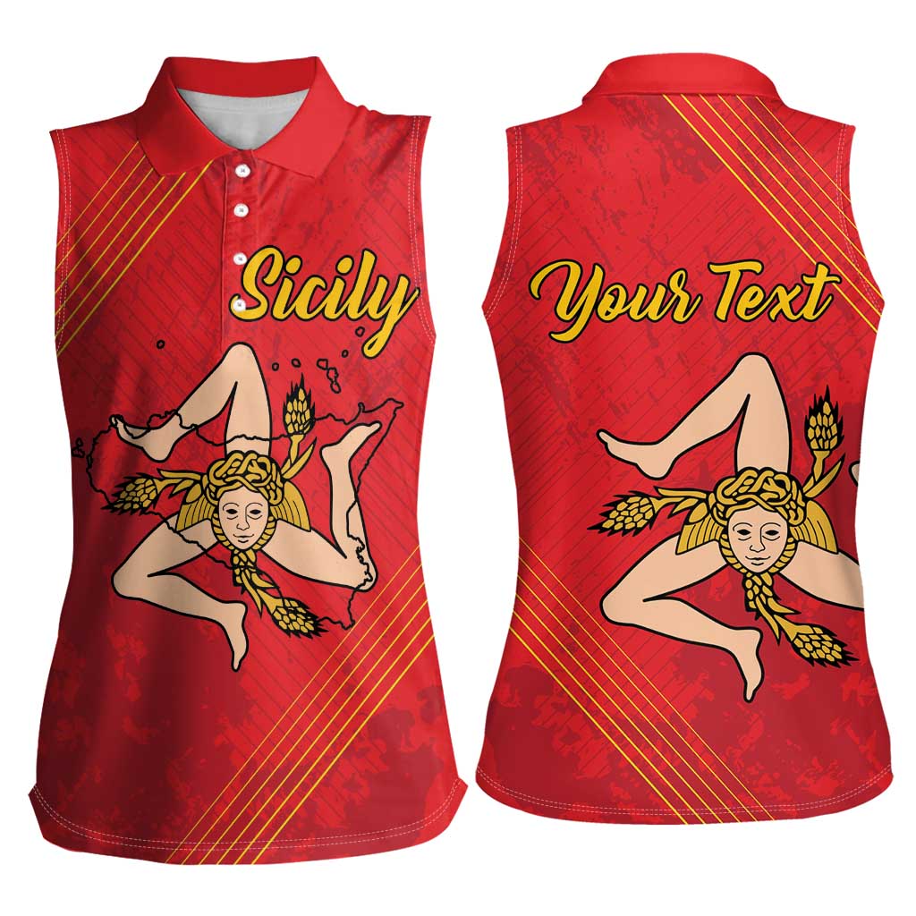 Personalized Bandiera della Sicilia Women Sleeveless Polo Shirt Sporty Style