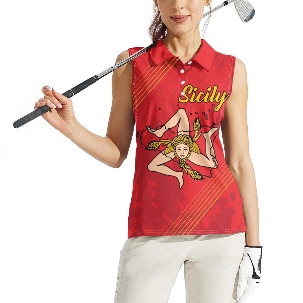Personalized Bandiera della Sicilia Women Sleeveless Polo Shirt Sporty Style