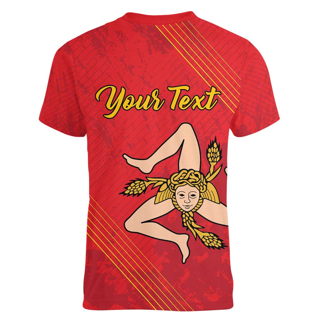 Personalized Bandiera della Sicilia Women V-Neck T-Shirt Sporty Style