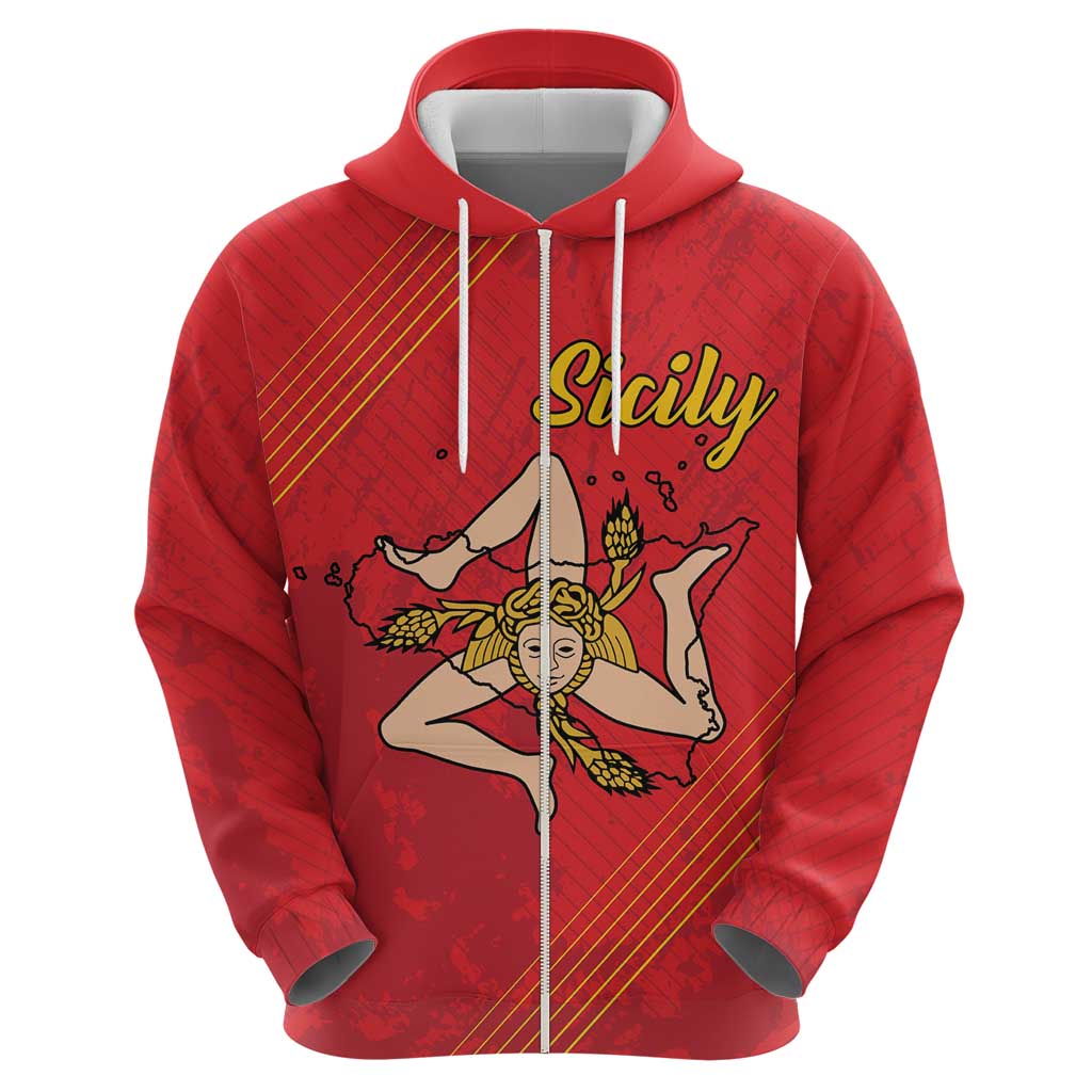 Personalized Bandiera della Sicilia Zip Hoodie Sporty Style