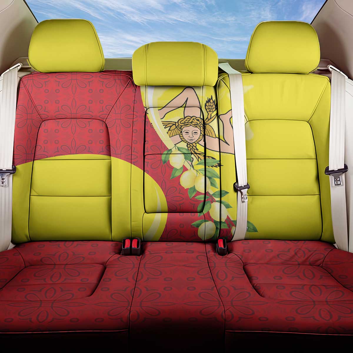 La Sicilia Back Car Seat Cover Bandiera della Sicilia Motif