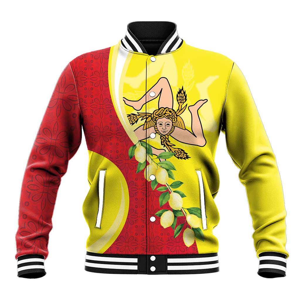 La Sicilia Baseball Jacket Bandiera della Sicilia Motif