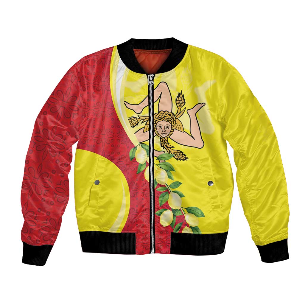 La Sicilia Bomber Jacket Bandiera della Sicilia Motif