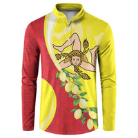 La Sicilia Button Sweatshirt Bandiera della Sicilia Motif