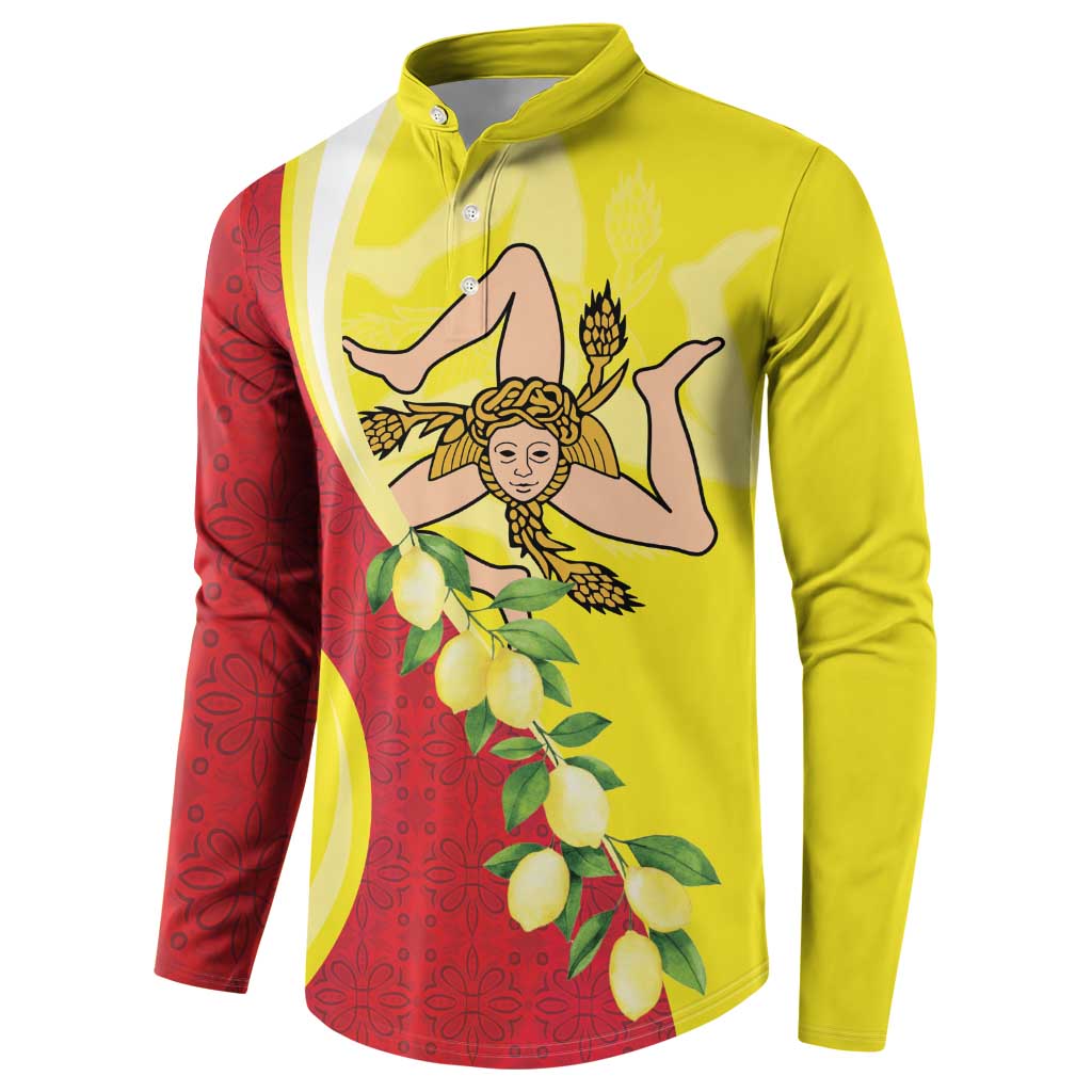 La Sicilia Button Sweatshirt Bandiera della Sicilia Motif