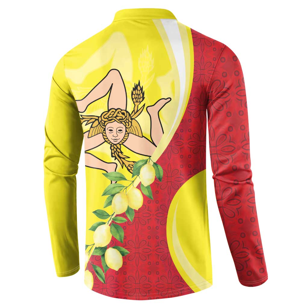 La Sicilia Button Sweatshirt Bandiera della Sicilia Motif