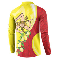 La Sicilia Button Sweatshirt Bandiera della Sicilia Motif