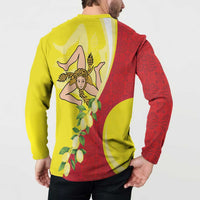 La Sicilia Button Sweatshirt Bandiera della Sicilia Motif