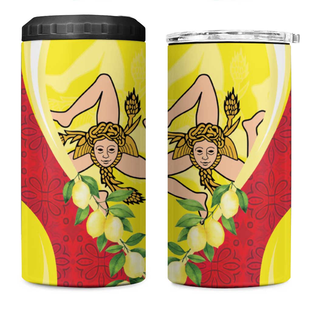 La Sicilia 4 in 1 Can Cooler Tumbler Bandiera della Sicilia Motif