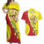 La Sicilia Couples Matching Off Shoulder Maxi Dress and Hawaiian Shirt Bandiera della Sicilia Motif