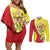 La Sicilia Couples Matching Off Shoulder Short Dress and Long Sleeve Button Shirt Bandiera della Sicilia Motif