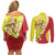 La Sicilia Couples Matching Off Shoulder Short Dress and Long Sleeve Button Shirt Bandiera della Sicilia Motif