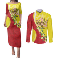 La Sicilia Couples Matching Puletasi and Long Sleeve Button Shirt Bandiera della Sicilia Motif