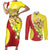 La Sicilia Couples Matching Short Sleeve Bodycon Dress and Long Sleeve Button Shirt Bandiera della Sicilia Motif