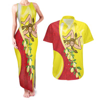 La Sicilia Couples Matching Tank Maxi Dress and Hawaiian Shirt Bandiera della Sicilia Motif