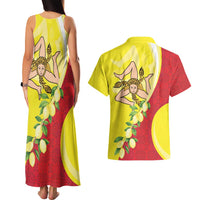 La Sicilia Couples Matching Tank Maxi Dress and Hawaiian Shirt Bandiera della Sicilia Motif
