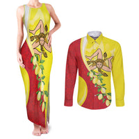 La Sicilia Couples Matching Tank Maxi Dress and Long Sleeve Button Shirt Bandiera della Sicilia Motif
