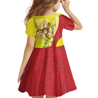 La Sicilia Family Matching Long Sleeve Bodycon Dress and Hawaiian Shirt Bandiera della Sicilia Motif