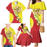 La Sicilia Family Matching Mermaid Dress and Hawaiian Shirt Bandiera della Sicilia Motif