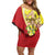 La Sicilia Family Matching Off Shoulder Short Dress and Hawaiian Shirt Bandiera della Sicilia Motif