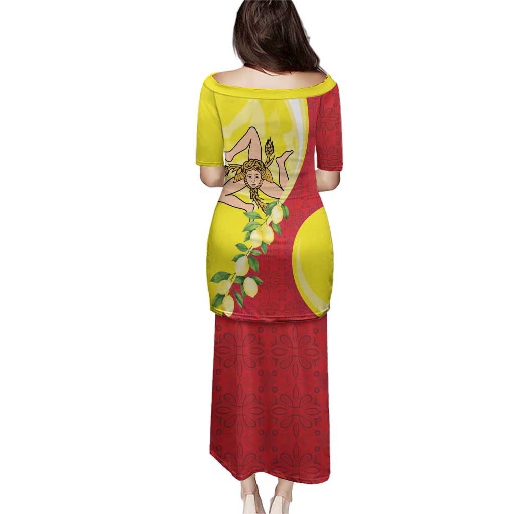 La Sicilia Family Matching Puletasi and Hawaiian Shirt Bandiera della Sicilia Motif