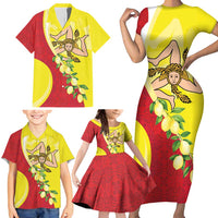 La Sicilia Family Matching Short Sleeve Bodycon Dress and Hawaiian Shirt Bandiera della Sicilia Motif