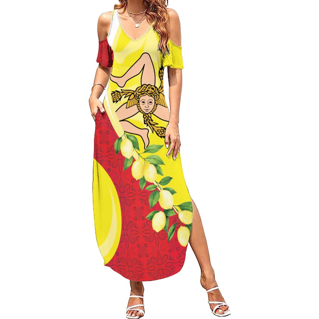 La Sicilia Family Matching Summer Maxi Dress and Hawaiian Shirt Bandiera della Sicilia Motif