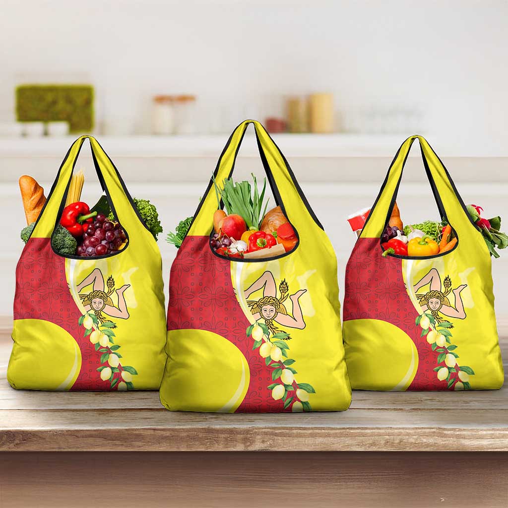 La Sicilia Grocery Bag Bandiera della Sicilia Motif