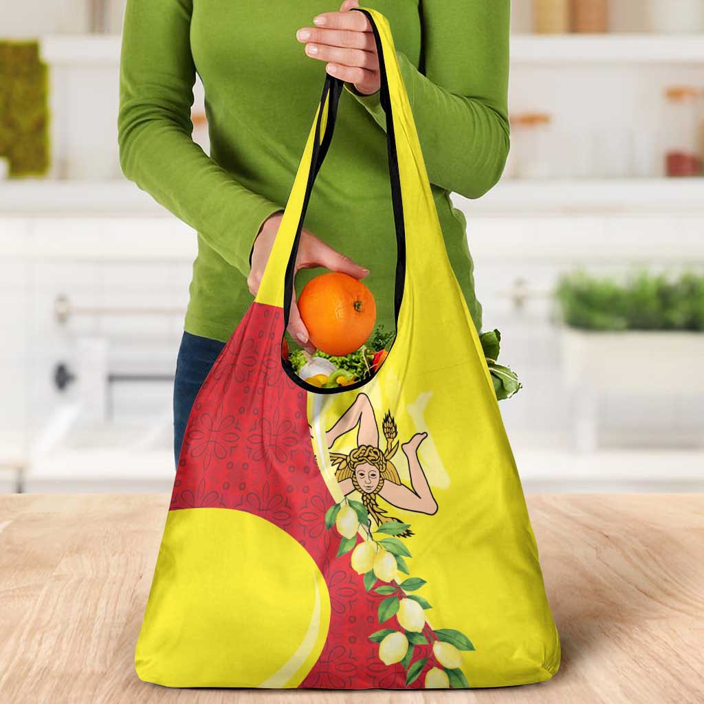 La Sicilia Grocery Bag Bandiera della Sicilia Motif