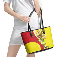 La Sicilia Leather Tote Bag Bandiera della Sicilia Motif