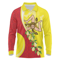 La Sicilia Long Sleeve Polo Shirt Bandiera della Sicilia Motif