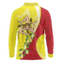 La Sicilia Long Sleeve Polo Shirt Bandiera della Sicilia Motif