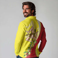 La Sicilia Long Sleeve Polo Shirt Bandiera della Sicilia Motif