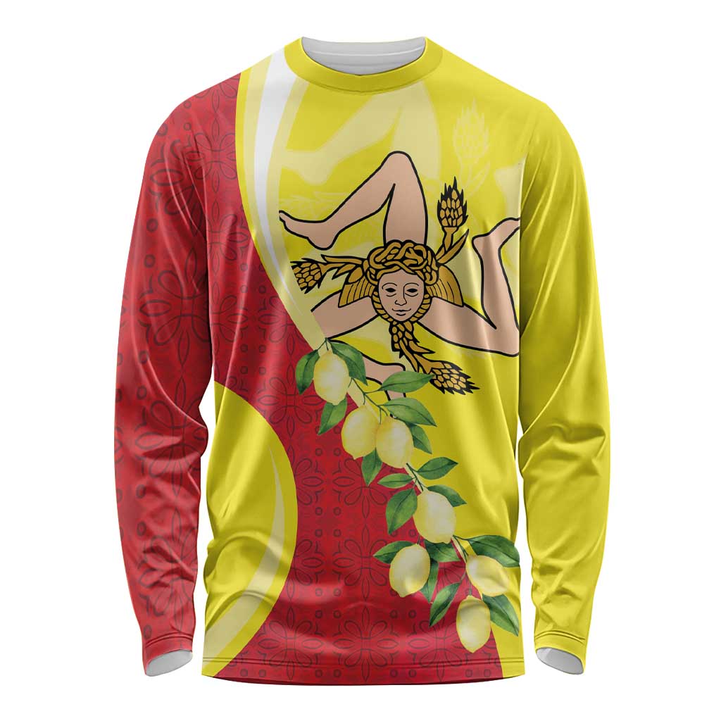 La Sicilia Long Sleeve Shirt Bandiera della Sicilia Motif