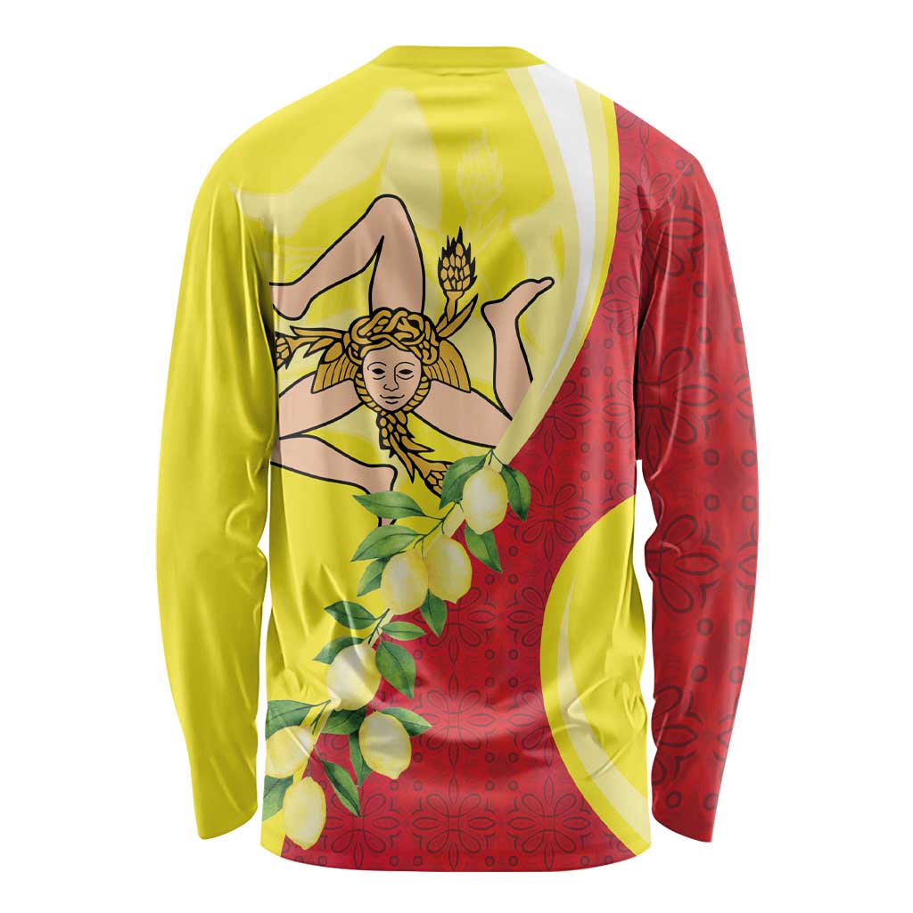 La Sicilia Long Sleeve Shirt Bandiera della Sicilia Motif