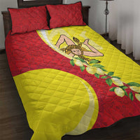 La Sicilia Quilt Bed Set Bandiera della Sicilia Motif